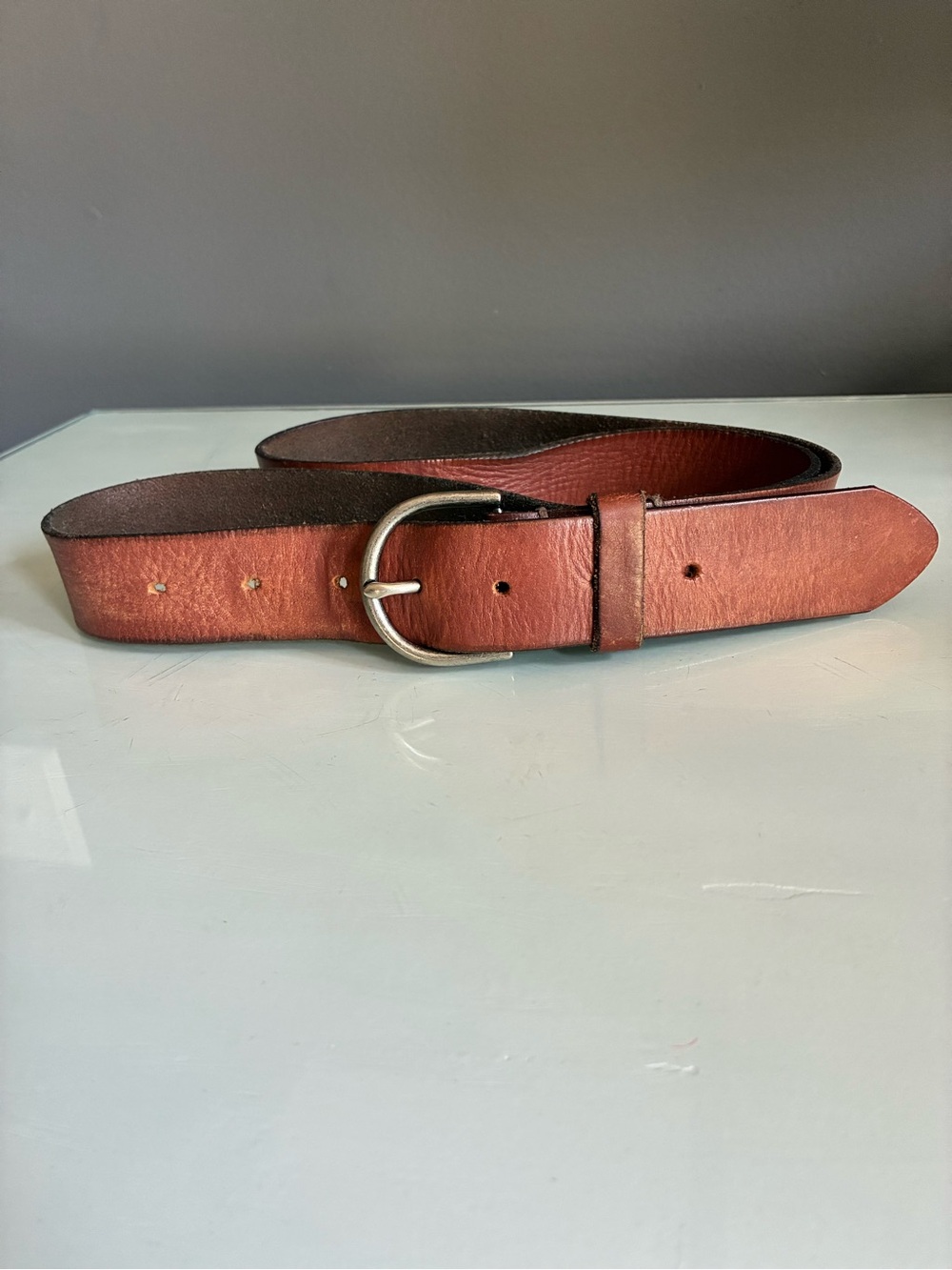 Brown Leather Belt with Silver Buckle American Eagle Outfitters Size Large
